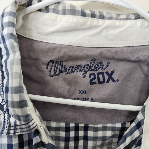 Wrangler 20X Long Sleeve Snap Pocket Western Shirt Men's XXL Plaid 1418 - Picture 7 of 8